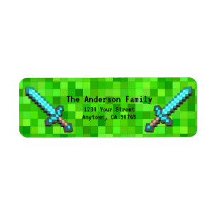 Green Pixels Mining Blocks Gamer Custom Address Label