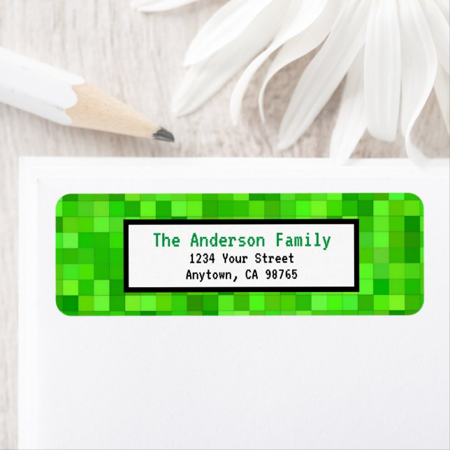 Green Pixels Mining Gamer Custom Address Label (Insitu)