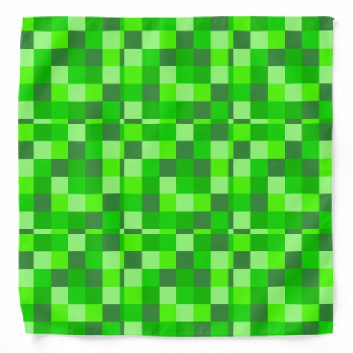 Green Pixels Mosaic Funny Checkered Plaid Pattern Bandana