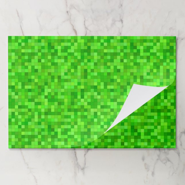 Green Pixels Paper Placemats, Gaming Blocks Mats (Folded)