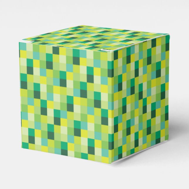 Green Pixels Pattern Favor Boxes (Front Side)