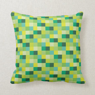 Green Pixels   Pixelated Pattern   Gamer Throw Pillow