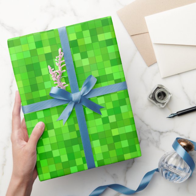 Green Pixels Wrapping Paper (Gifting)