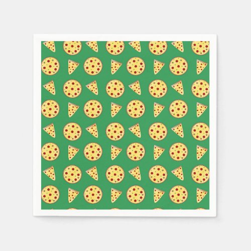 Green pizza pattern paper napkins