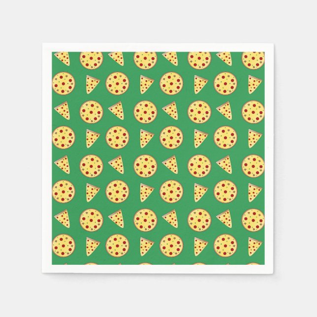 Green pizza pattern paper napkins (Front)