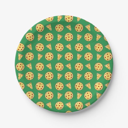 Green pizza pattern paper plates