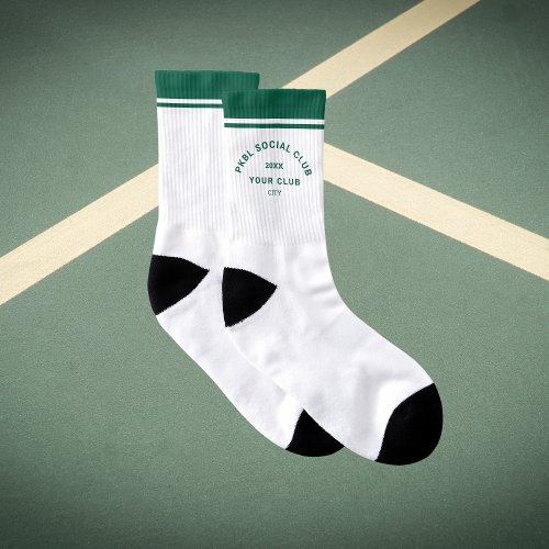 Green PKBL Social Club Crest Stripe Pickleball Socks