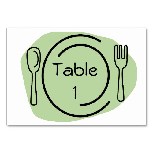 Green Place Setting Table Number