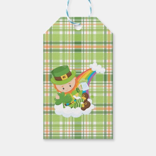 Green Plaid and Leprechauns Gift Tags
