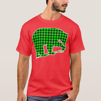 Green Plaid Bear  T-Shirt