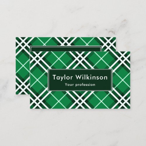 Green Plaid Business Card