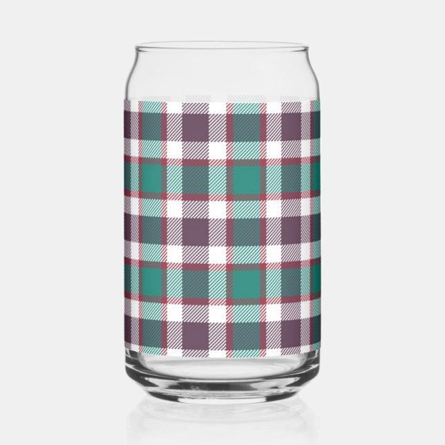 Green Plaid  Can Glass (Front)