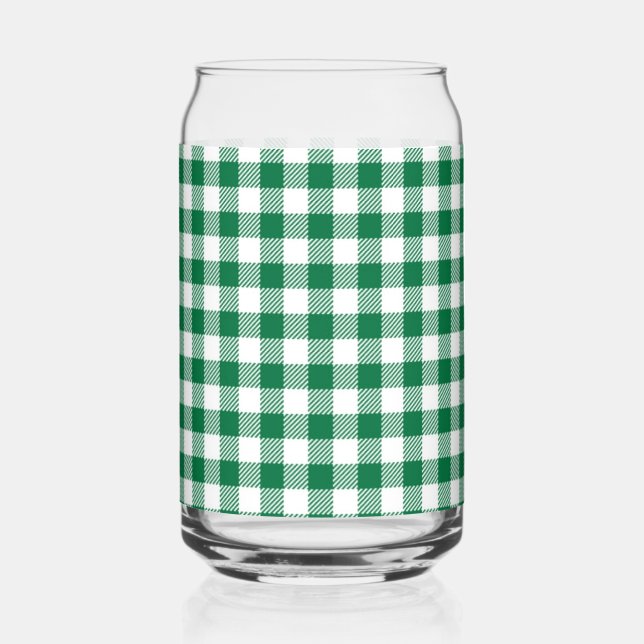 Green Plaid  Can Glass (Front)