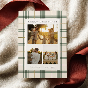 Green Plaid Christmas Card with Photo