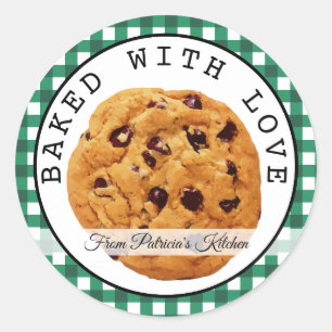 Green Plaid Christmas Cookies Baked With Love Classic Round Sticker