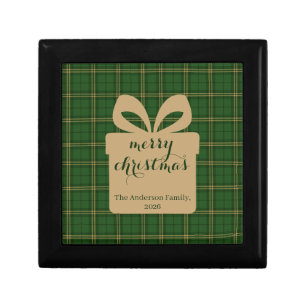 Green Plaid Christmas Festive Pattern - Gift Box