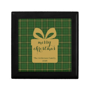 Green Plaid Christmas Festive Pattern - Gift Box