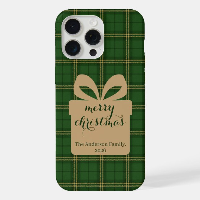 Green Plaid Christmas Festive Pattern -  iPhone Case (Back)