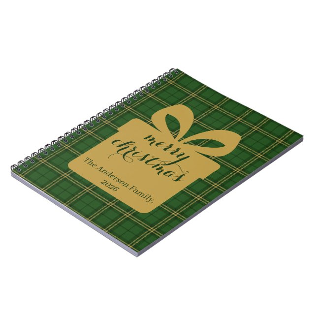 Green Plaid Christmas Festive Pattern -  Notebook (Left Side)