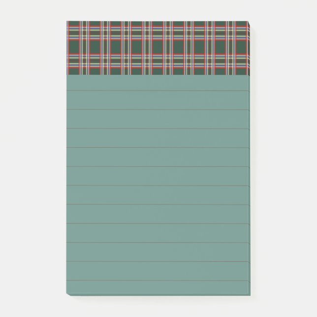 Green Plaid Christmas Post It Notes Gift (Front)