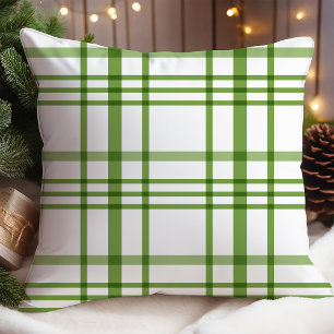 Green Plaid Christmas Throw Pillow