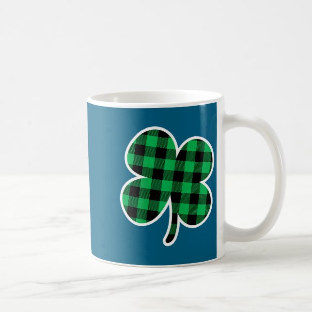 Green Plaid Clover St Patricks Day Women Shamrock  Coffee Mug (Right)