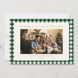 Green Plaid Custom Photo Christmas Holiday Card