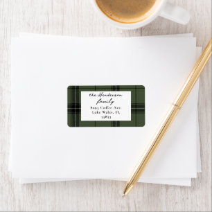 Green Plaid Custom Two Horizontal Photo Christmas Label