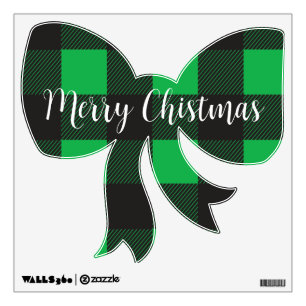 Green Plaid Cute Bow Wall Decal