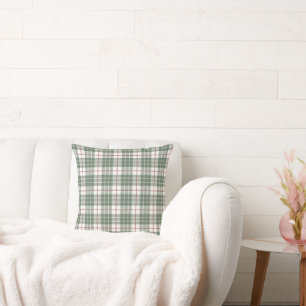 Green Plaid Farmhouse Throw Pillow