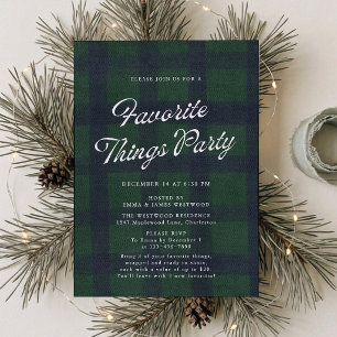 Green Plaid Favorite Things Holiday Party Invitati Invitation