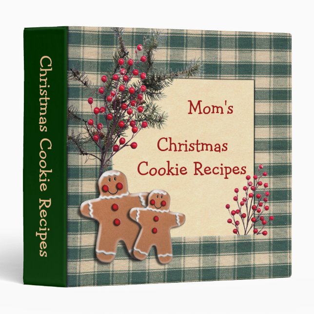 Green Plaid Gingerbread Cookies Binder (Front/Spine)