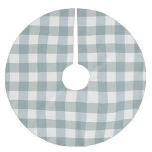 Green Plaid Gingham Country Farmhouse Simple Brushed Polyester Tree Skirt
