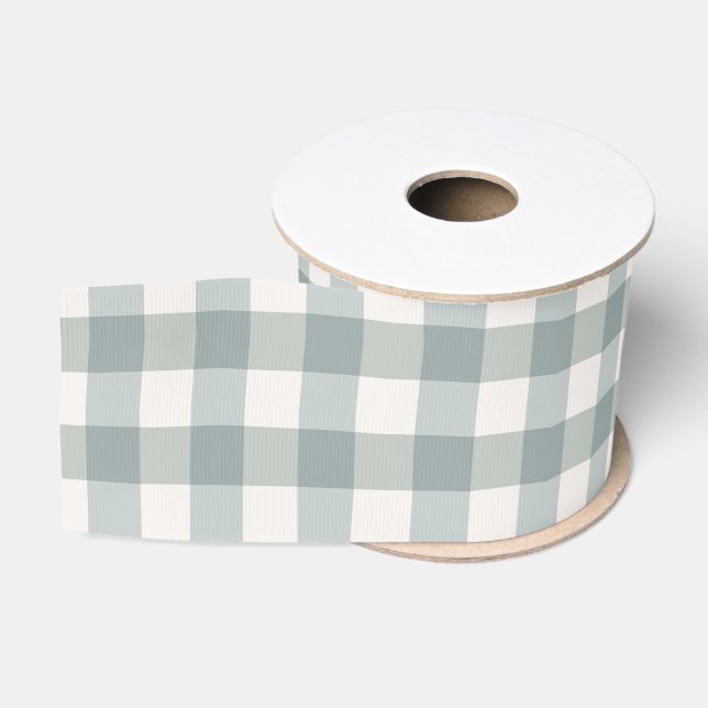 Green Plaid Gingham Country Farmhouse Simple Grosgrain Ribbon (Spool)