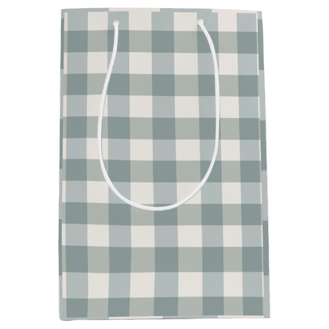 Green Plaid Gingham Country Farmhouse Simple  Medium Gift Bag (Front)
