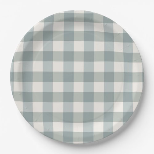 Green Plaid Gingham Country Farmhouse Simple Paper Plates