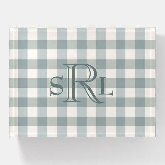 Green Plaid Gingham Country Farmhouse Simple Paperweight