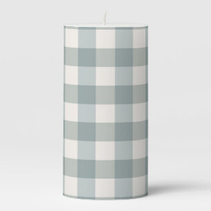 Green Plaid Gingham Country Farmhouse Simple Pillar Candle