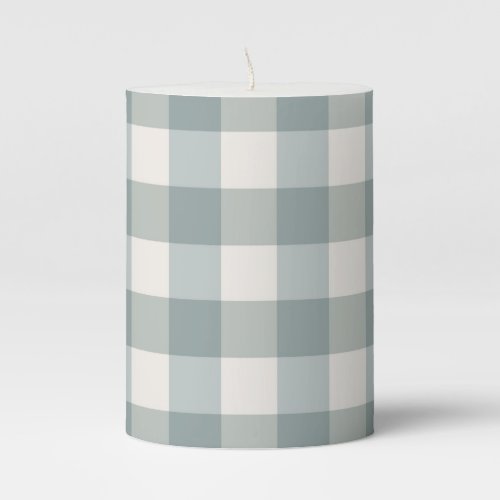 Green Plaid Gingham Country Farmhouse Simple Pillar Candle
