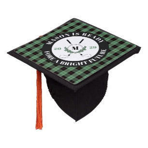 Green Plaid Golf Themed Graduation  Cap Topper