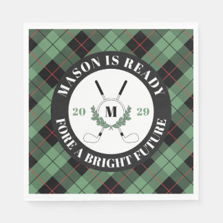 Green Plaid Golf Themed Graduation  Napkins