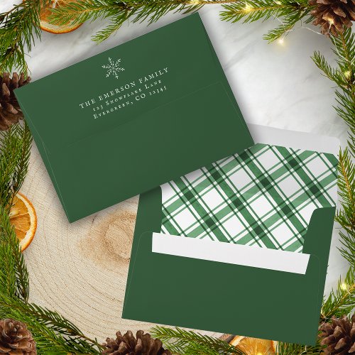 Green Plaid Holiday Envelope