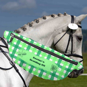 Green Plaid Horse Show Mane Tail Braiding Fanny Pack