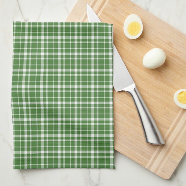 Green Plaid Kitchen Towel (Quarter Fold)