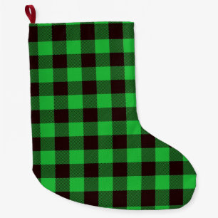 Green plaid large christmas stocking