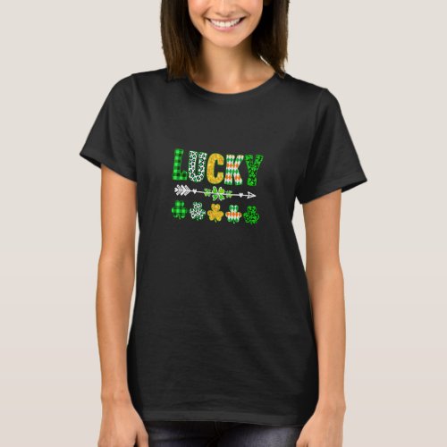 Green Plaid Leopard Lucky Shamrock St Patricks Da T_Shirt