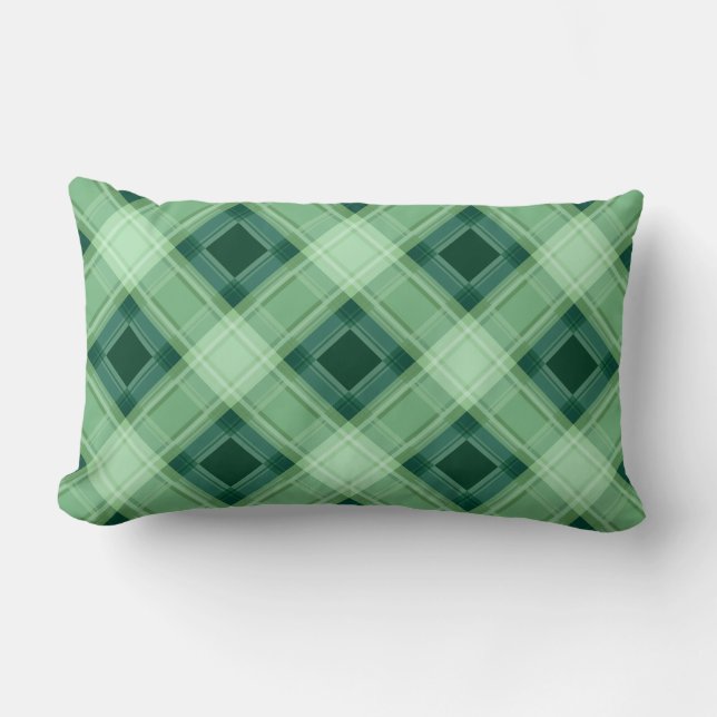 Green plaid lumbar pillow (Front)