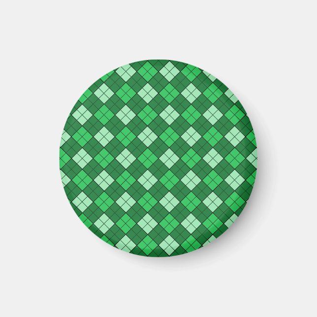 Green Plaid Magnet (round) (Front)