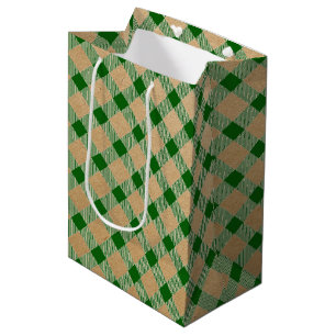 Green plaid medium gift bag