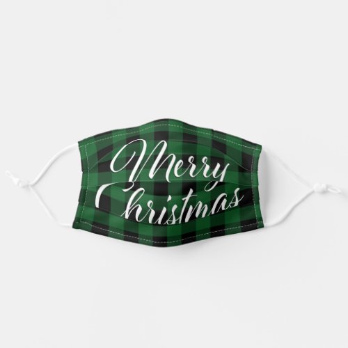 Green Plaid Merry Christmas Adult Cloth Face Mask